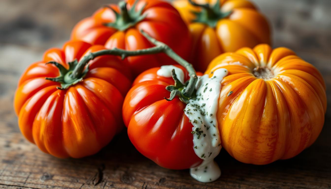 Heirloom Tomato Trio with Ricotta & Herb Drizzle